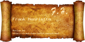 Frank Henrietta névjegykártya